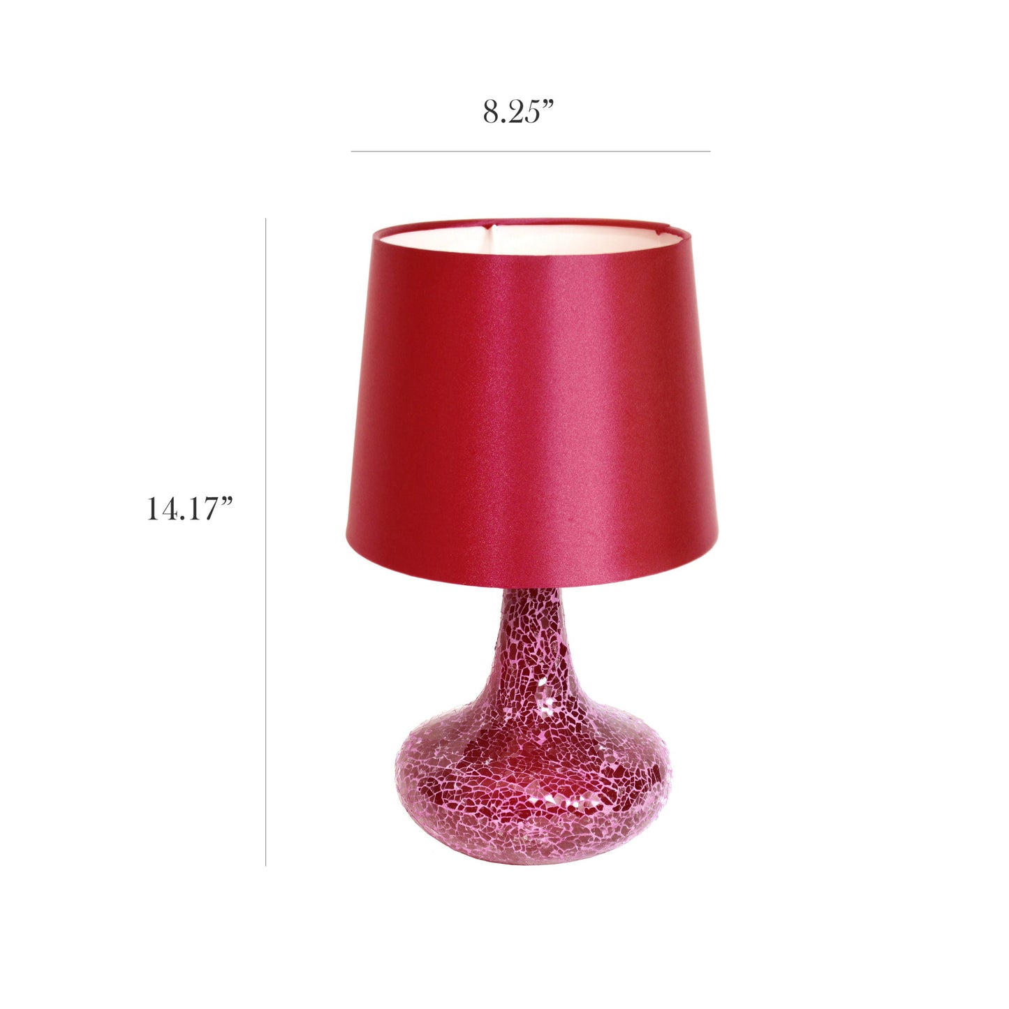All The Rages Simple Designs Red Mosaic Tiled Glass Genie Table Lamp With Red Fabric Shade