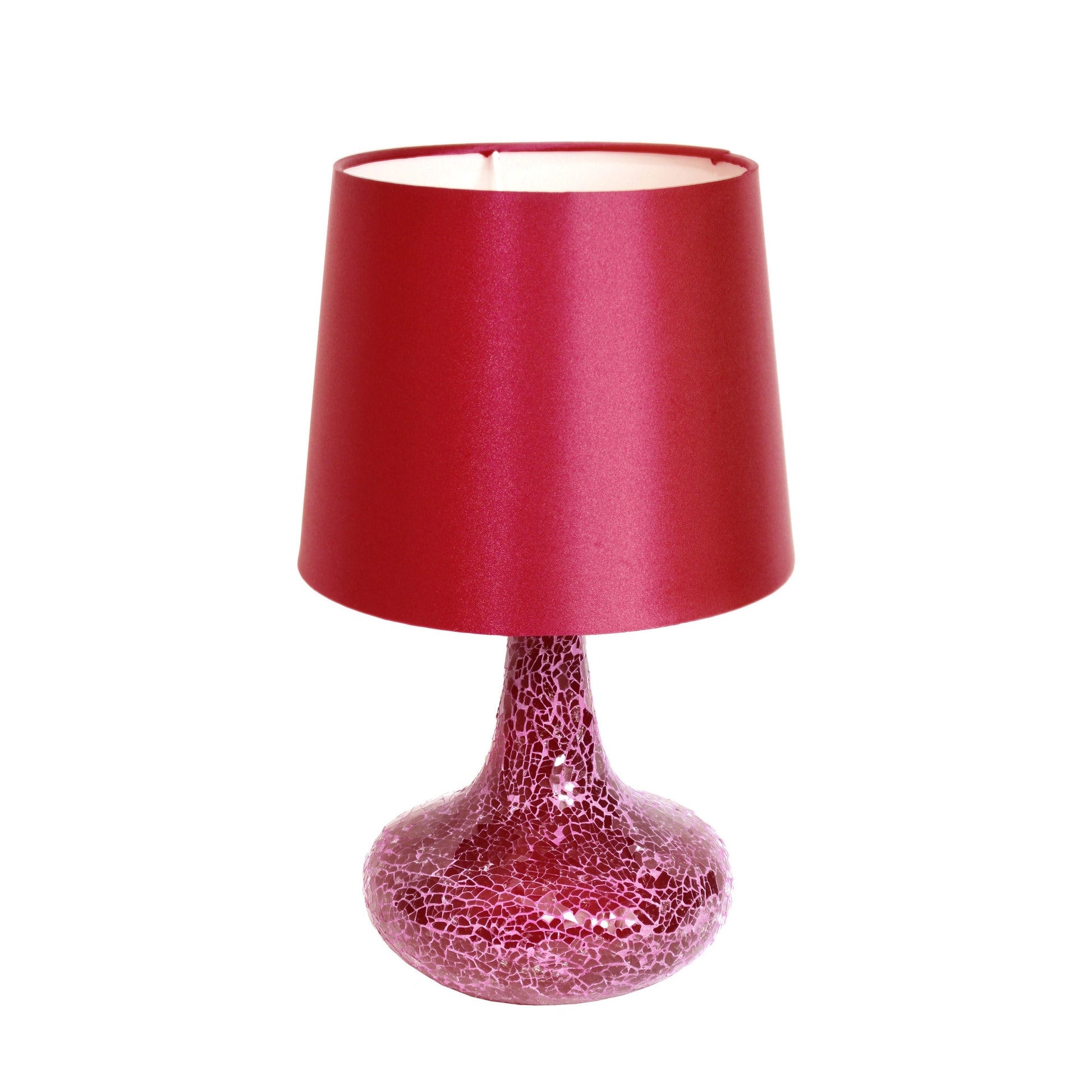 All The Rages Simple Designs Red Mosaic Tiled Glass Genie Table Lamp With Red Fabric Shade