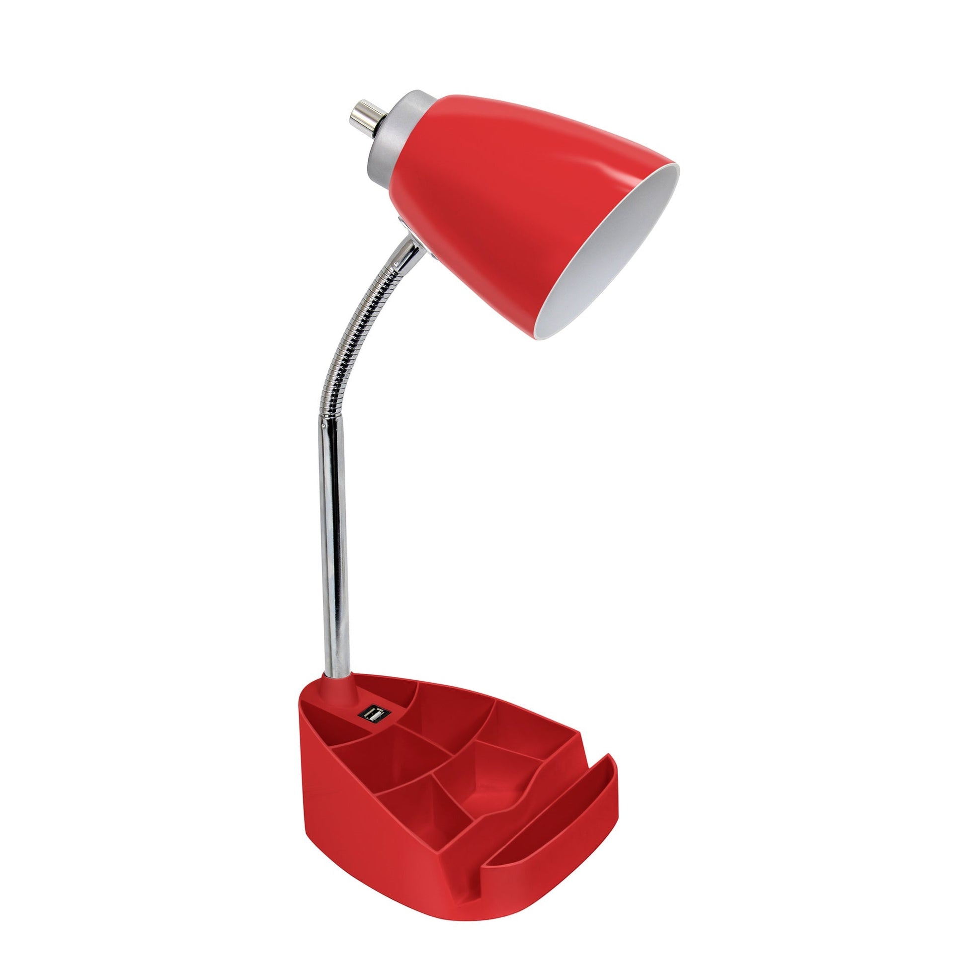 All The Rages Simple Designs Red Semi-Flexible Desk Lamp With iPad Tablet Stand Book Holder & USB Charging Outlet