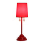 All The Rages Simple Designs Red Table Lamp With Fabric Shade & Hanging Acrylic Beads