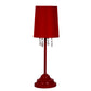 All The Rages Simple Designs Red Table Lamp With Fabric Shade & Hanging Acrylic Beads