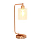 All The Rages Simple Designs Rose Gold Bronson Antique Style Industrial Iron Lantern Desk Lamp With Glass Shade
