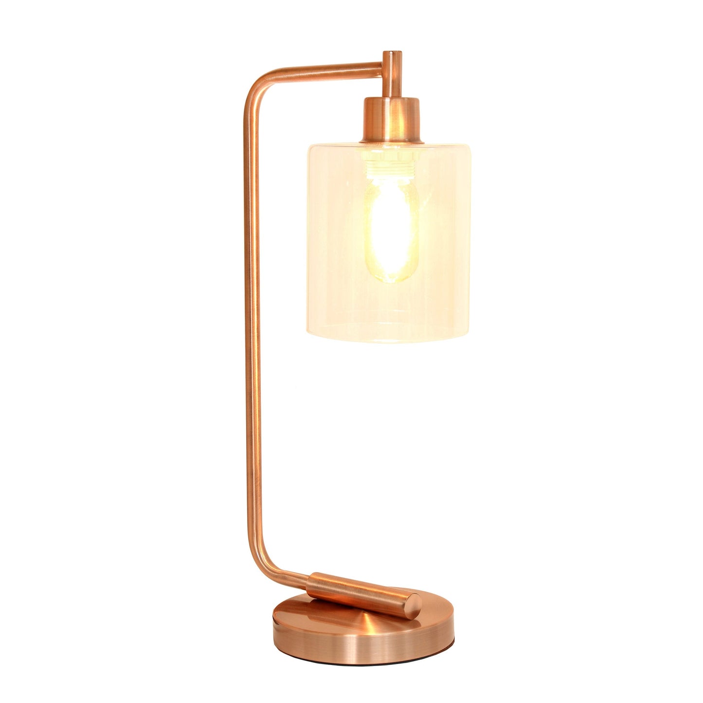All The Rages Simple Designs Rose Gold Bronson Antique Style Industrial Iron Lantern Desk Lamp With Glass Shade