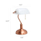 All The Rages Simple Designs Rose Gold Executive Bankers Desk Lamp With White Shade