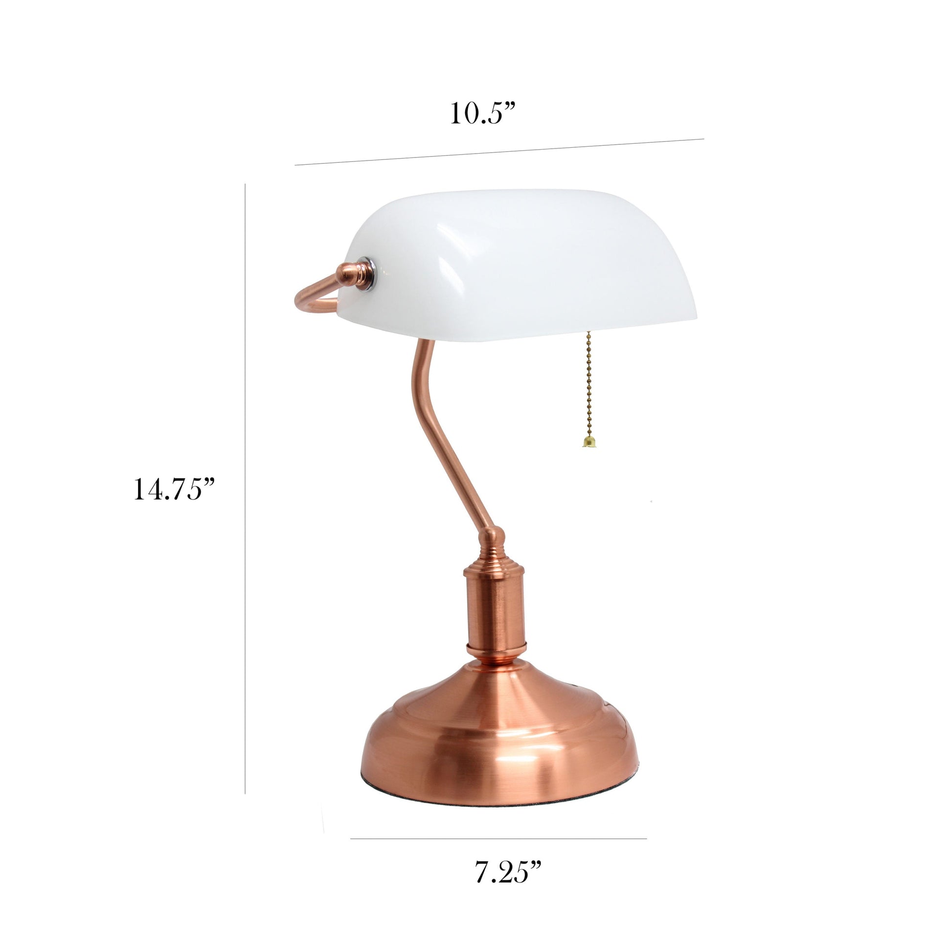 All The Rages Simple Designs Rose Gold Executive Bankers Desk Lamp With White Shade