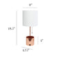 All The Rages Simple Designs Rose Gold Hammered Metal Organizer Table Lamp With USB Charging Port & Fabric Shade