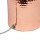 All The Rages Simple Designs Rose Gold Hammered Metal Organizer Table Lamp With USB Charging Port & Fabric Shade