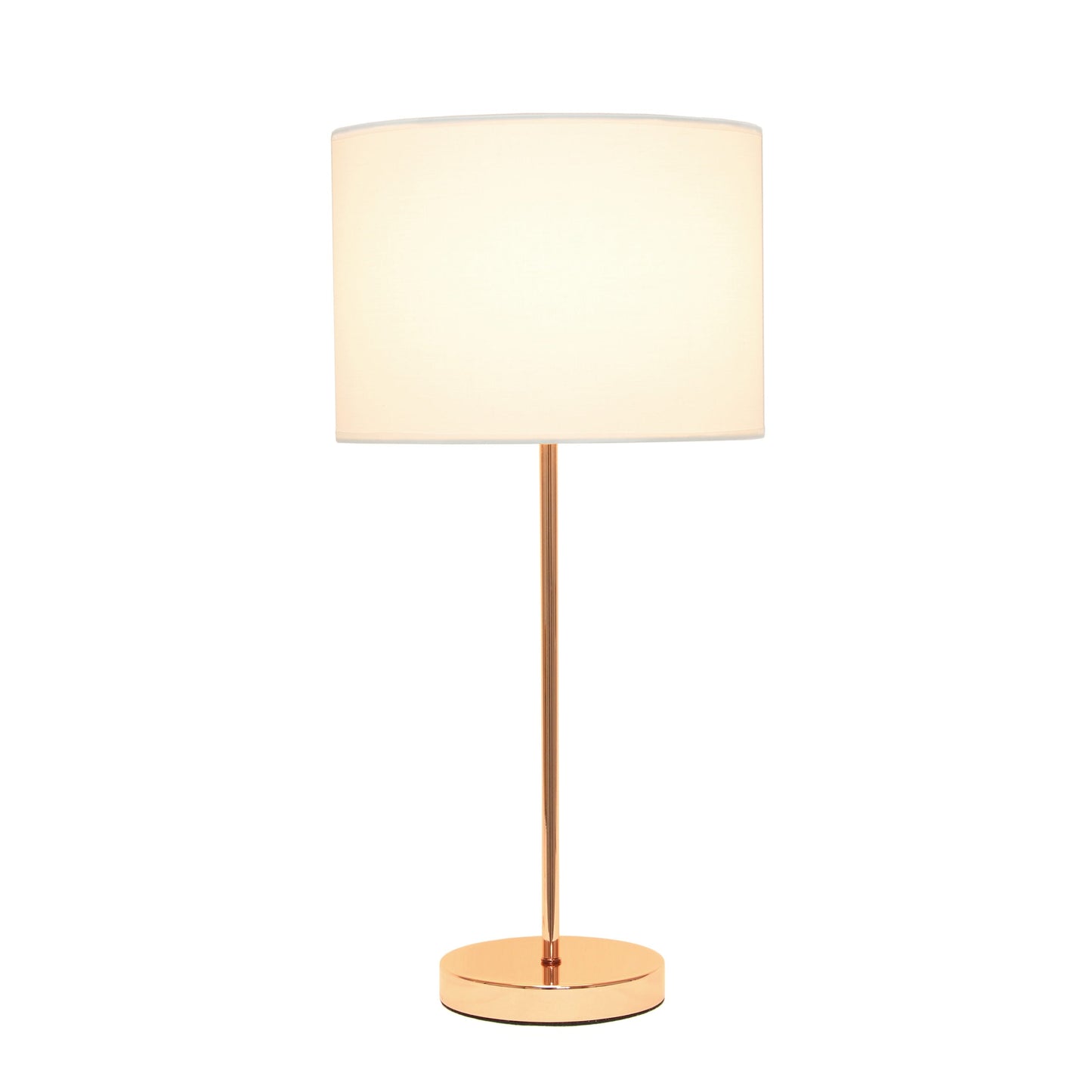 All The Rages Simple Designs Rose Gold Stick Lamp With White Fabric Shade