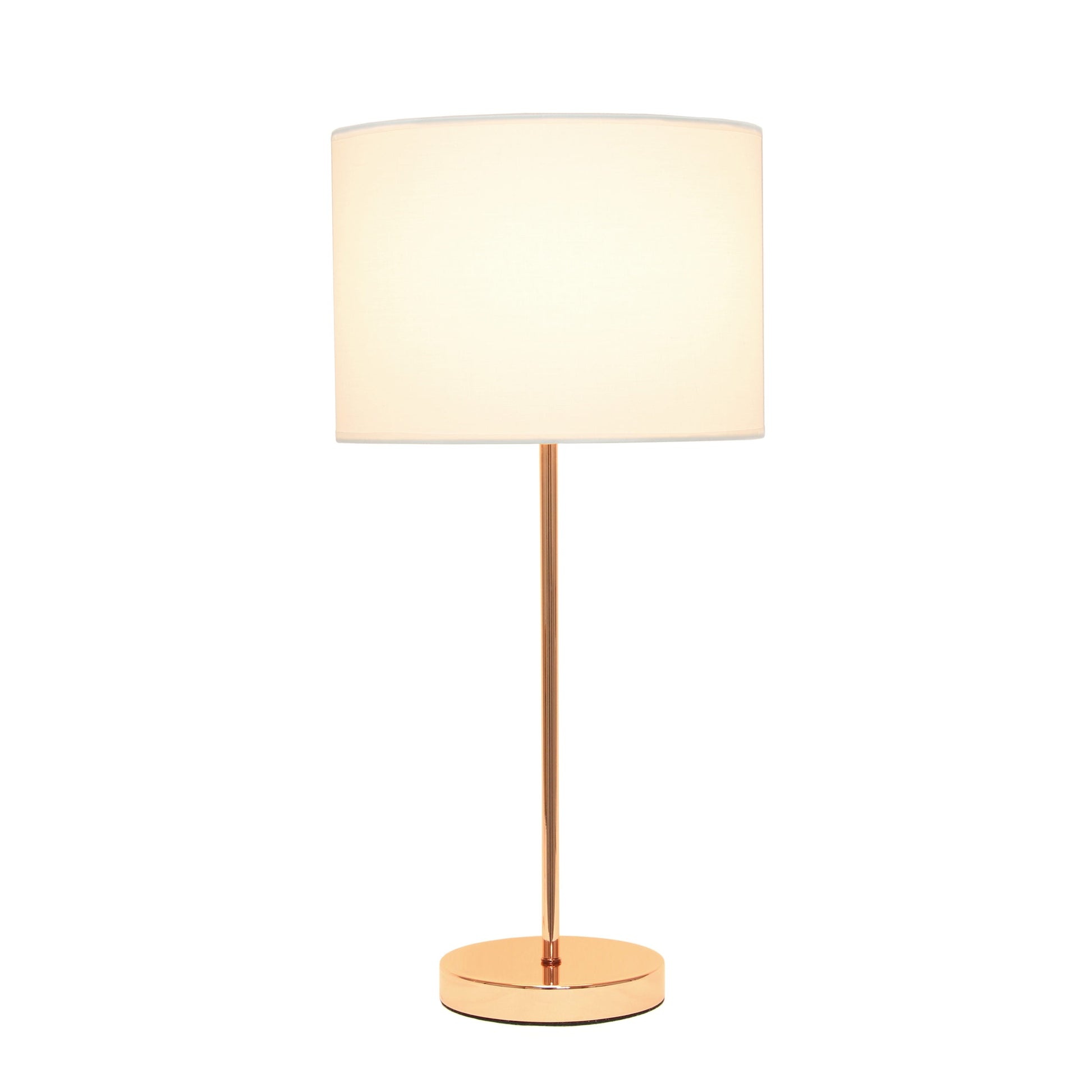All The Rages Simple Designs Rose Gold Stick Lamp With White Fabric Shade