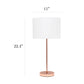 All The Rages Simple Designs Rose Gold Stick Lamp With White Fabric Shade