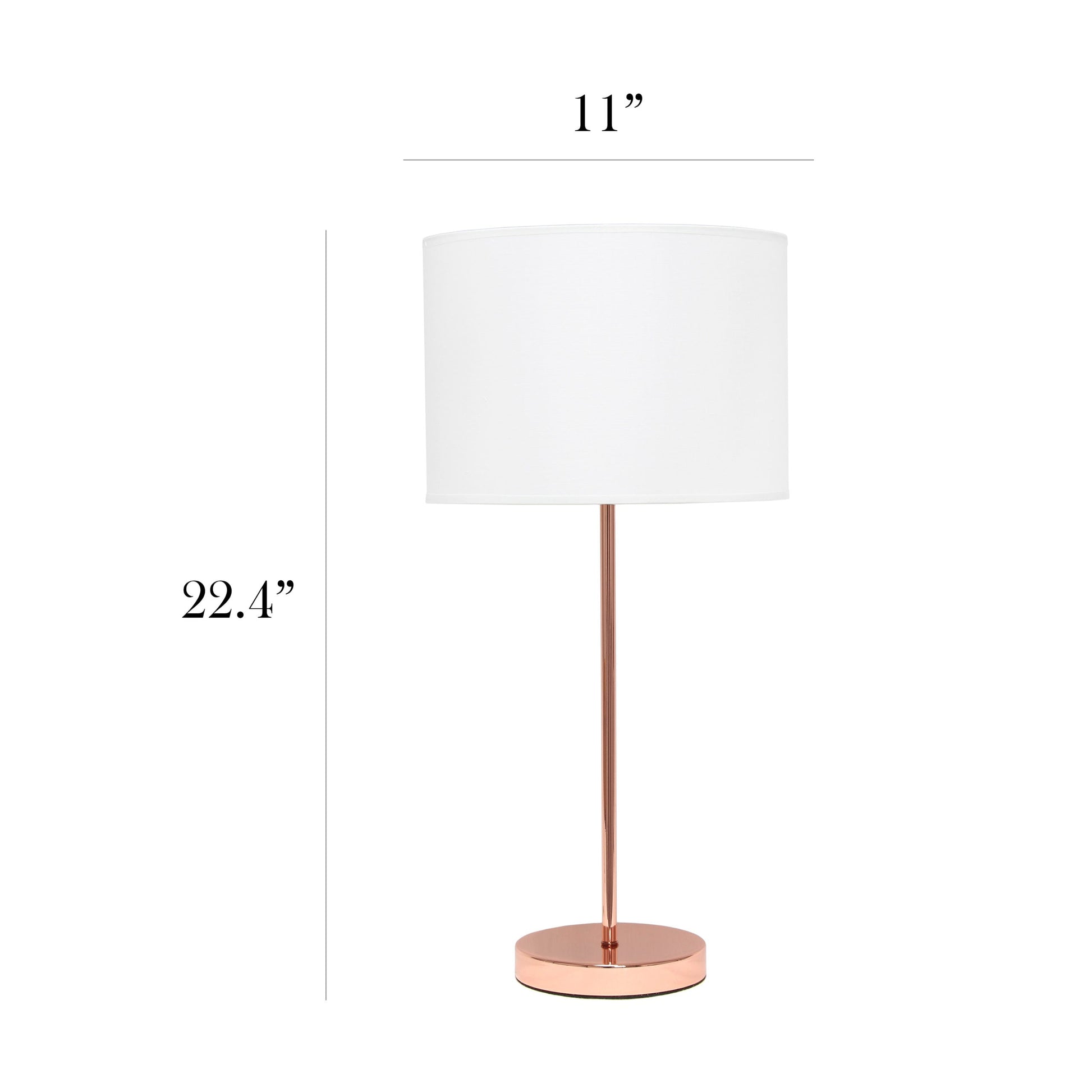 All The Rages Simple Designs Rose Gold Stick Lamp With White Fabric Shade