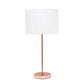 All The Rages Simple Designs Rose Gold Stick Lamp With White Fabric Shade