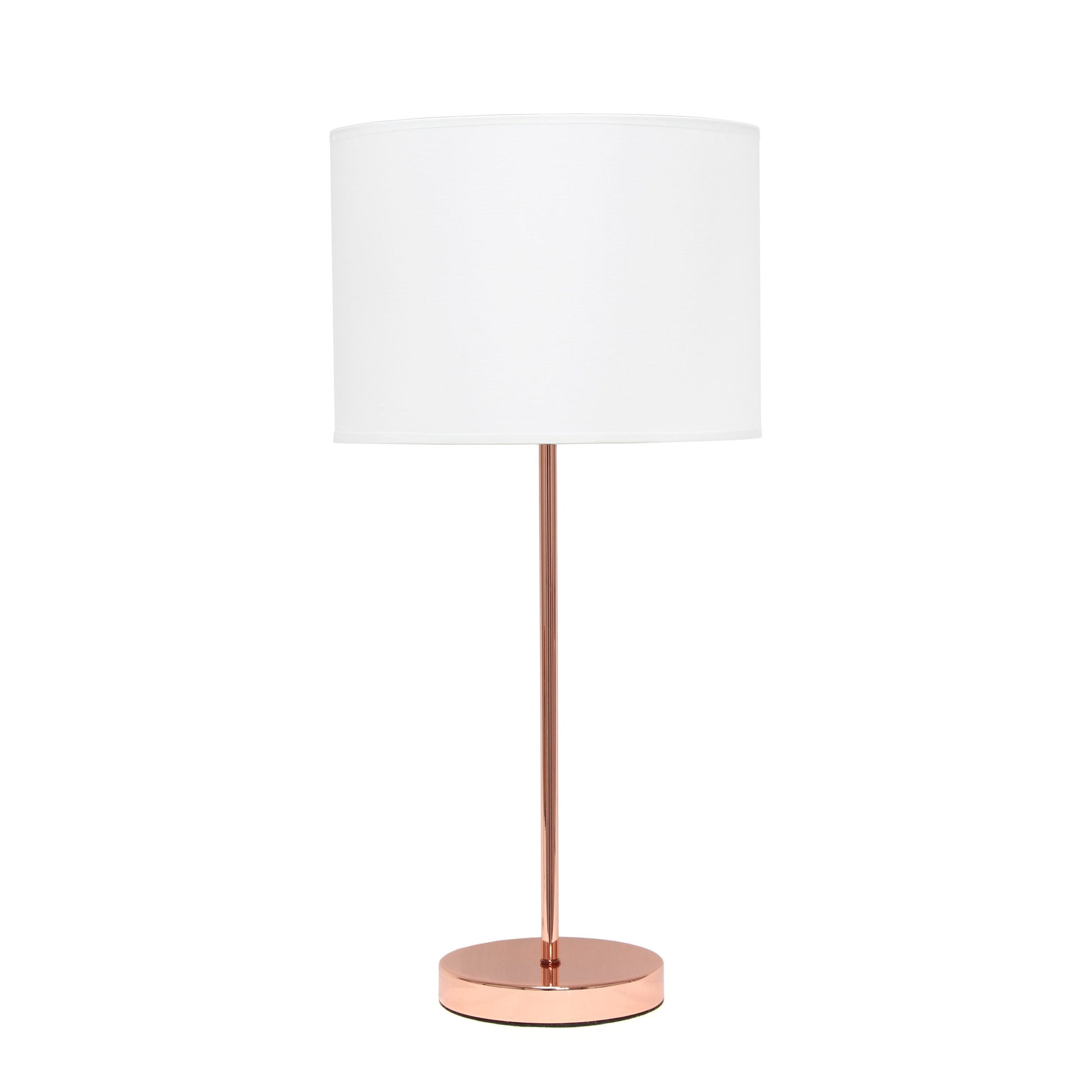All The Rages Simple Designs Rose Gold Stick Lamp With White Fabric Shade