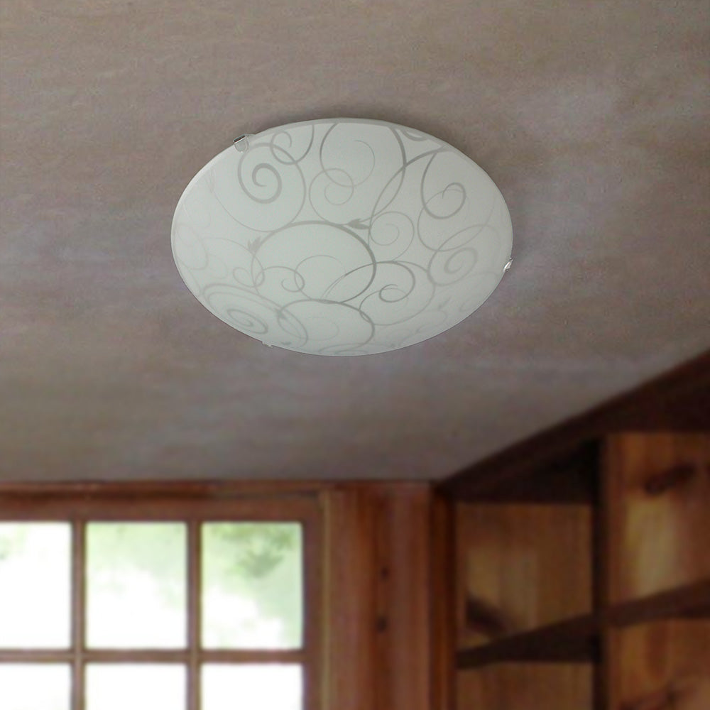 All The Rages Simple Designs Round Flushmount Ceiling Light With Scroll Swirl Design