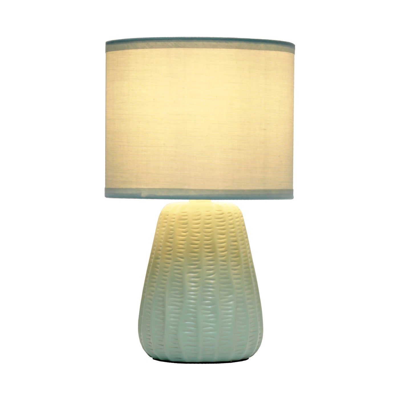 All The Rages Simple Designs Sage Green 11" Ceramic Texture Pastel Table Lamp With Matching Fabric Shade