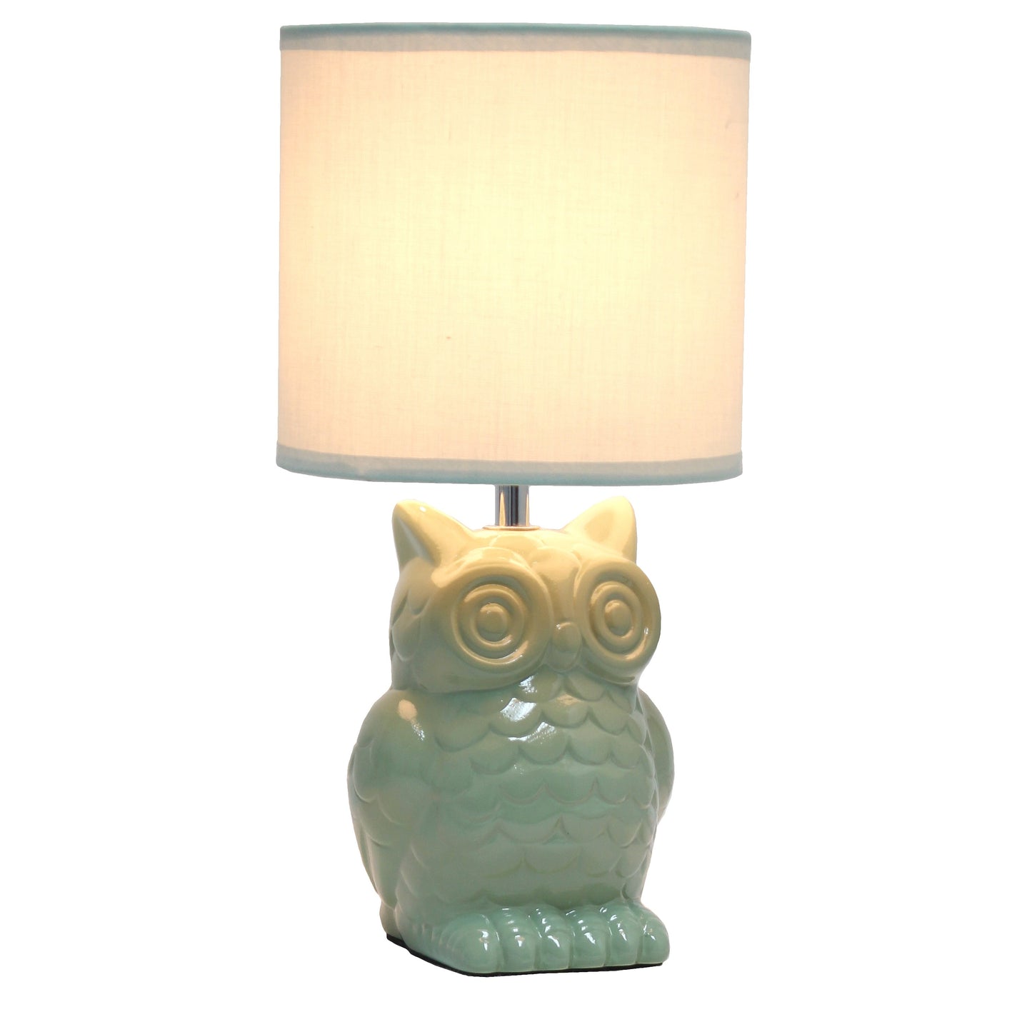 All The Rages Simple Designs Sage Green 13" Ceramic Owl Table Lamp With Matching Fabric Shade