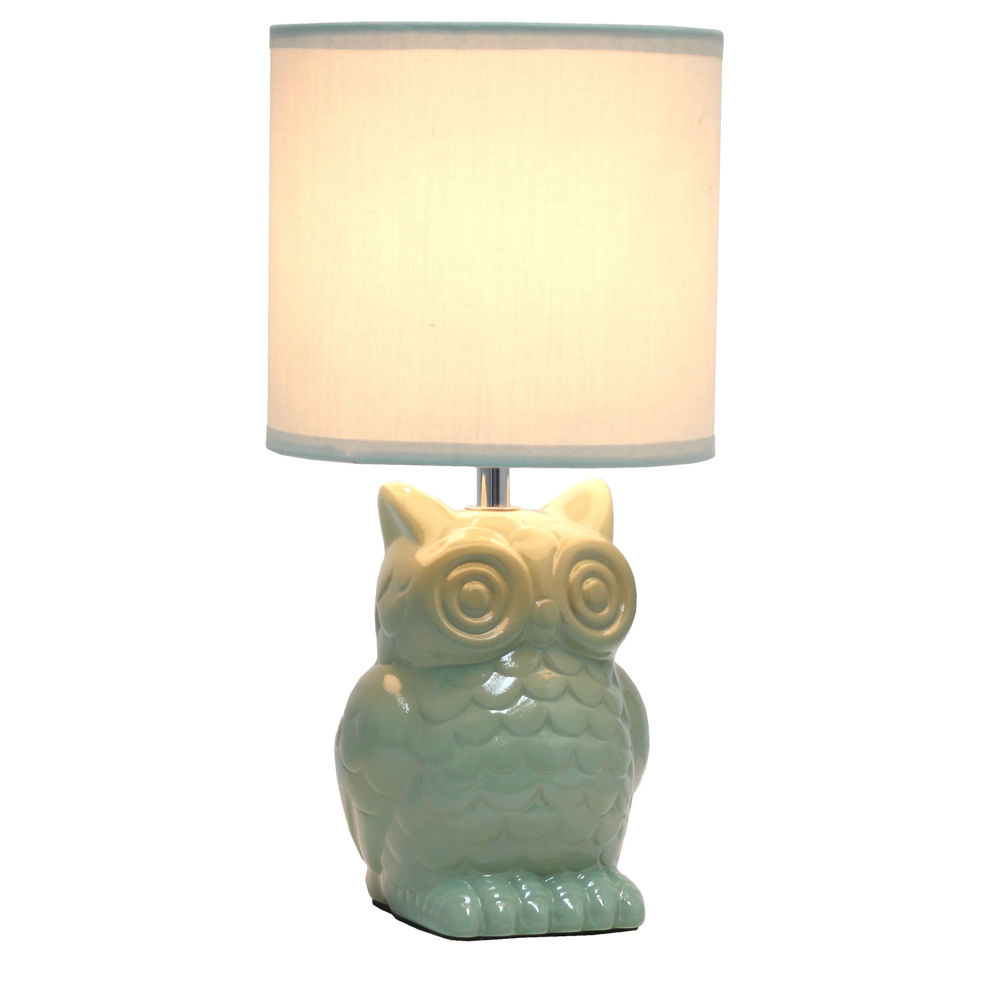 All The Rages Simple Designs Sage Green 13" Ceramic Owl Table Lamp With Matching Fabric Shade