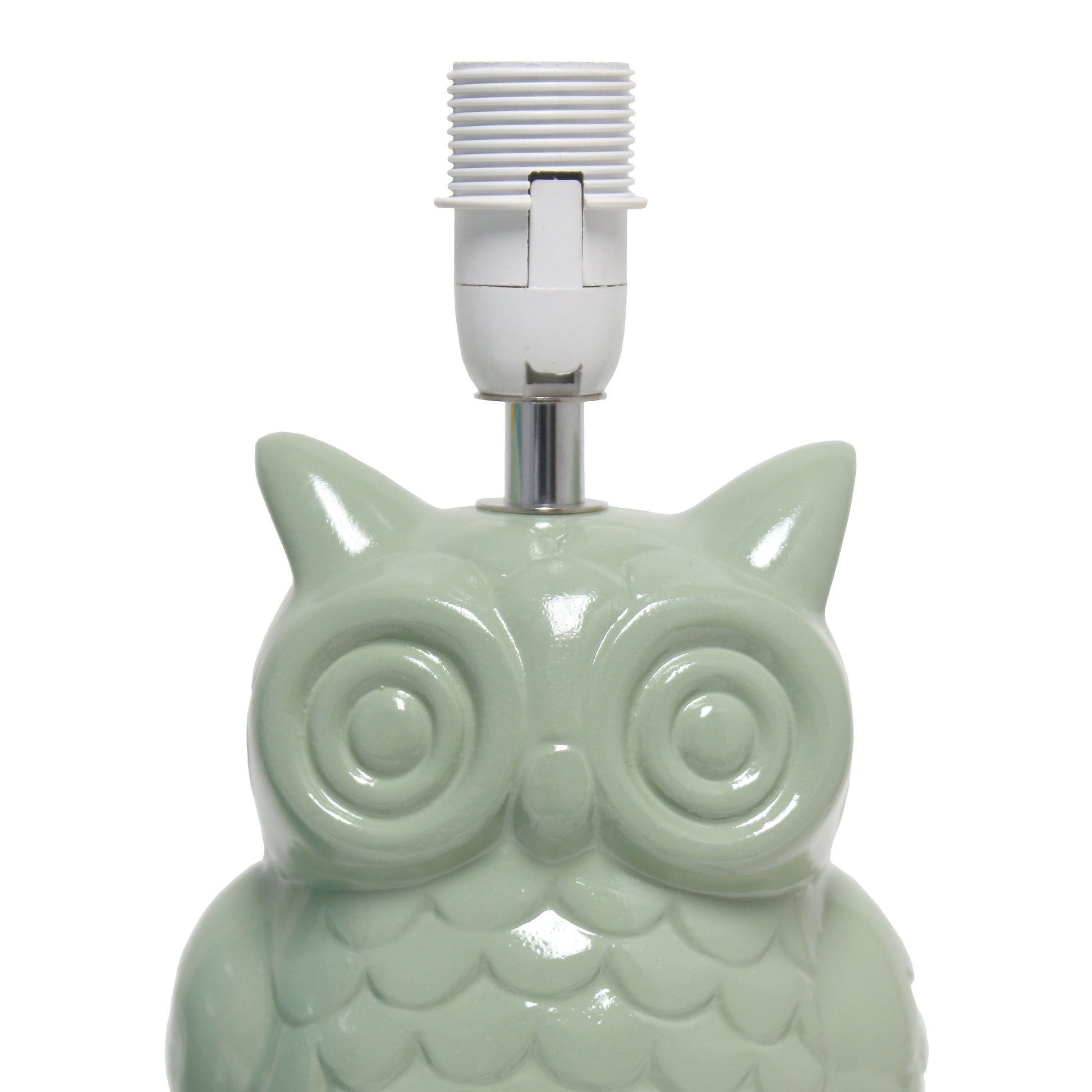 All The Rages Simple Designs Sage Green 13" Ceramic Owl Table Lamp With Matching Fabric Shade