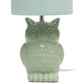 All The Rages Simple Designs Sage Green 13" Ceramic Owl Table Lamp With Matching Fabric Shade