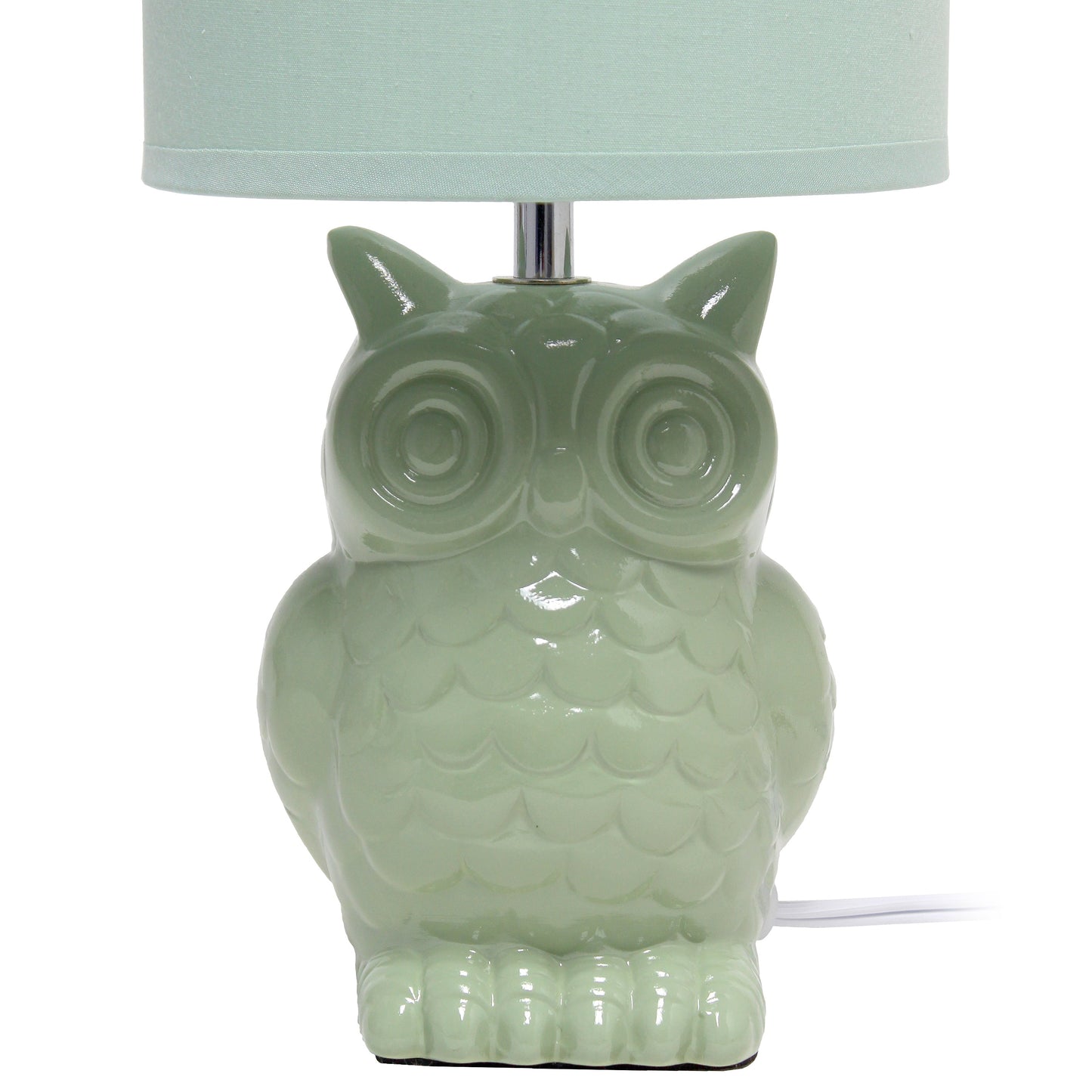 All The Rages Simple Designs Sage Green 13" Ceramic Owl Table Lamp With Matching Fabric Shade