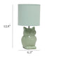 All The Rages Simple Designs Sage Green 13" Ceramic Owl Table Lamp With Matching Fabric Shade