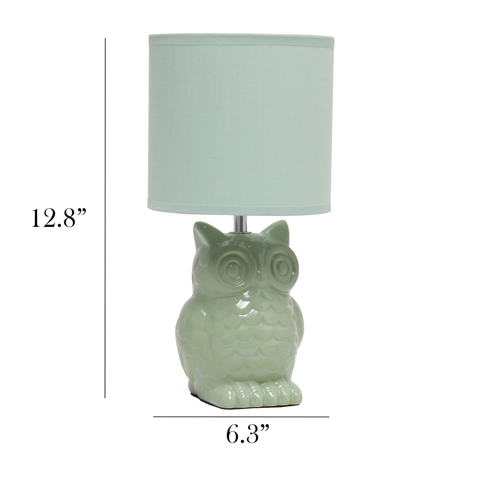 All The Rages Simple Designs Sage Green 13" Ceramic Owl Table Lamp With Matching Fabric Shade