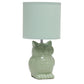 All The Rages Simple Designs Sage Green 13" Ceramic Owl Table Lamp With Matching Fabric Shade