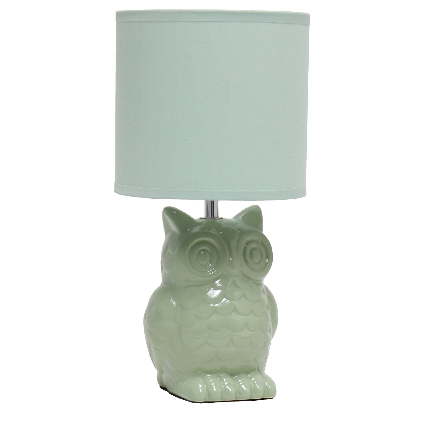 All The Rages Simple Designs Sage Green 13" Ceramic Owl Table Lamp With Matching Fabric Shade
