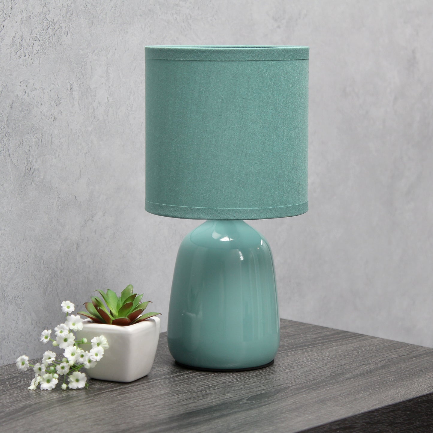 All The Rages Simple Designs Seafoam 10" Ceramic Table Lamp With Matching Fabric Shade