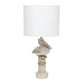 All The Rages Simple Designs Shoreside 17" Tall Coastal Sitting Pelican Beige Wash Polyresin Table Lamp With White Fabric Drum Shade
