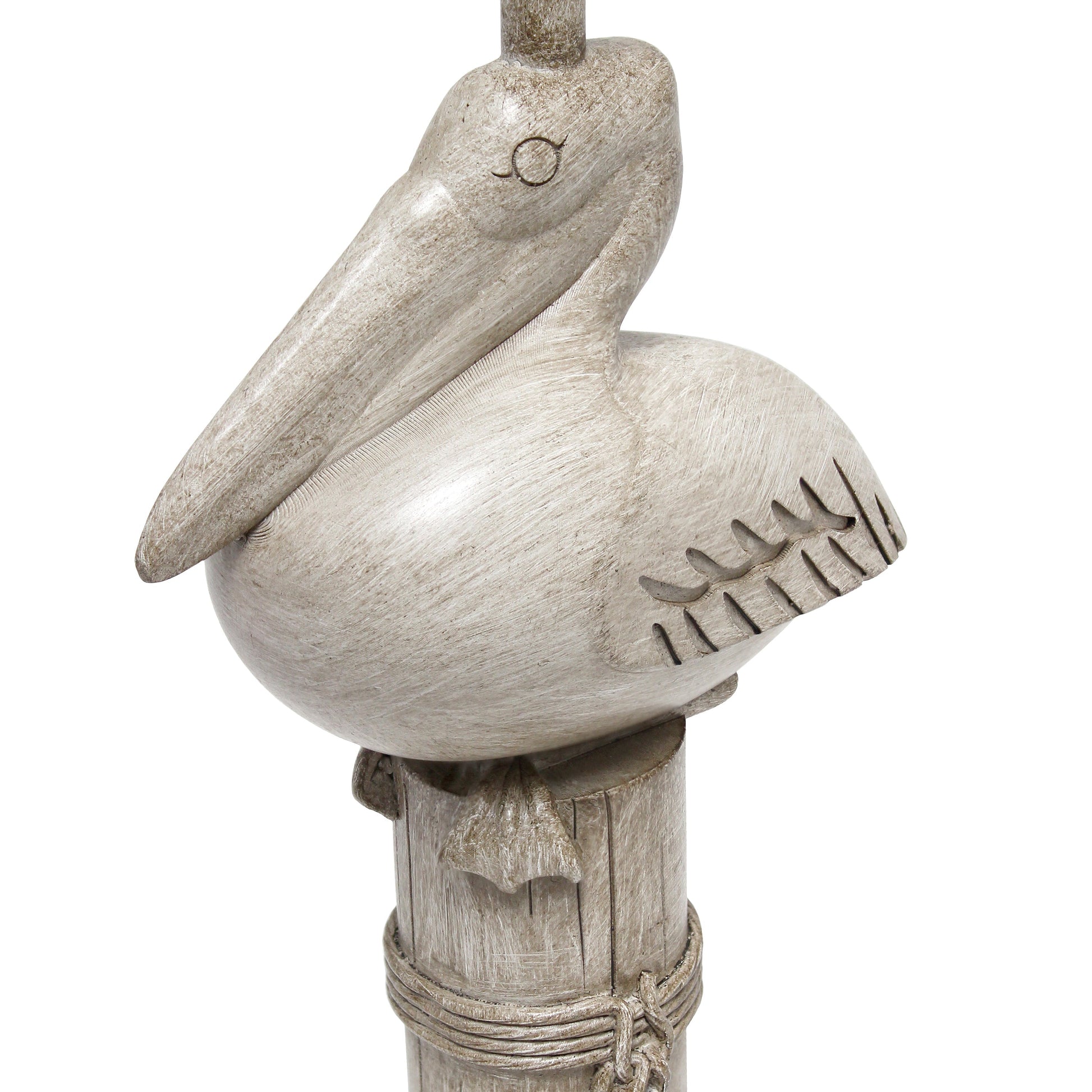All The Rages Simple Designs Shoreside 17" Tall Coastal Sitting Pelican Beige Wash Polyresin Table Lamp With White Fabric Drum Shade