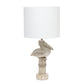 All The Rages Simple Designs Shoreside 17" Tall Coastal Sitting Pelican Beige Wash Polyresin Table Lamp With White Fabric Drum Shade