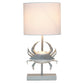 All The Rages Simple Designs Shoreside 18" Tall Coastal Brushed Nickel & Polyresin Pinching Crab Shaped Bedside Table Lamp With White Fabric Drum Shade