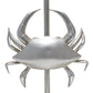 All The Rages Simple Designs Shoreside 18" Tall Coastal Brushed Nickel & Polyresin Pinching Crab Shaped Bedside Table Lamp With White Fabric Drum Shade