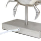 All The Rages Simple Designs Shoreside 18" Tall Coastal Brushed Nickel & Polyresin Pinching Crab Shaped Bedside Table Lamp With White Fabric Drum Shade