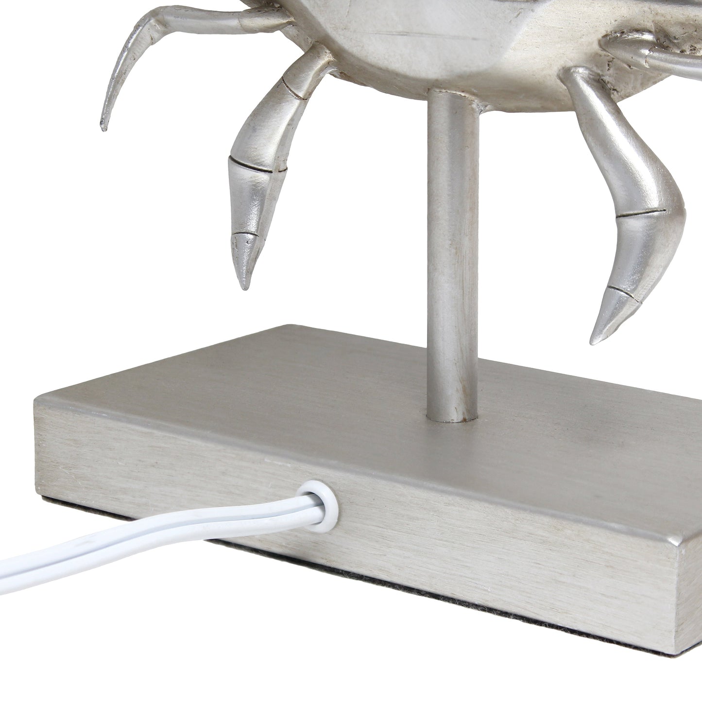 All The Rages Simple Designs Shoreside 18" Tall Coastal Brushed Nickel & Polyresin Pinching Crab Shaped Bedside Table Lamp With White Fabric Drum Shade