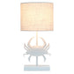 All The Rages Simple Designs Shoreside 18" Tall Coastal White & Polyresin Pinching Crab Shaped Bedside Table Lamp With Light Beige Fabric Drum Shade