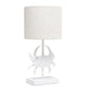All The Rages Simple Designs Shoreside 18" Tall Coastal White & Polyresin Pinching Crab Shaped Bedside Table Lamp With Light Beige Fabric Drum Shade