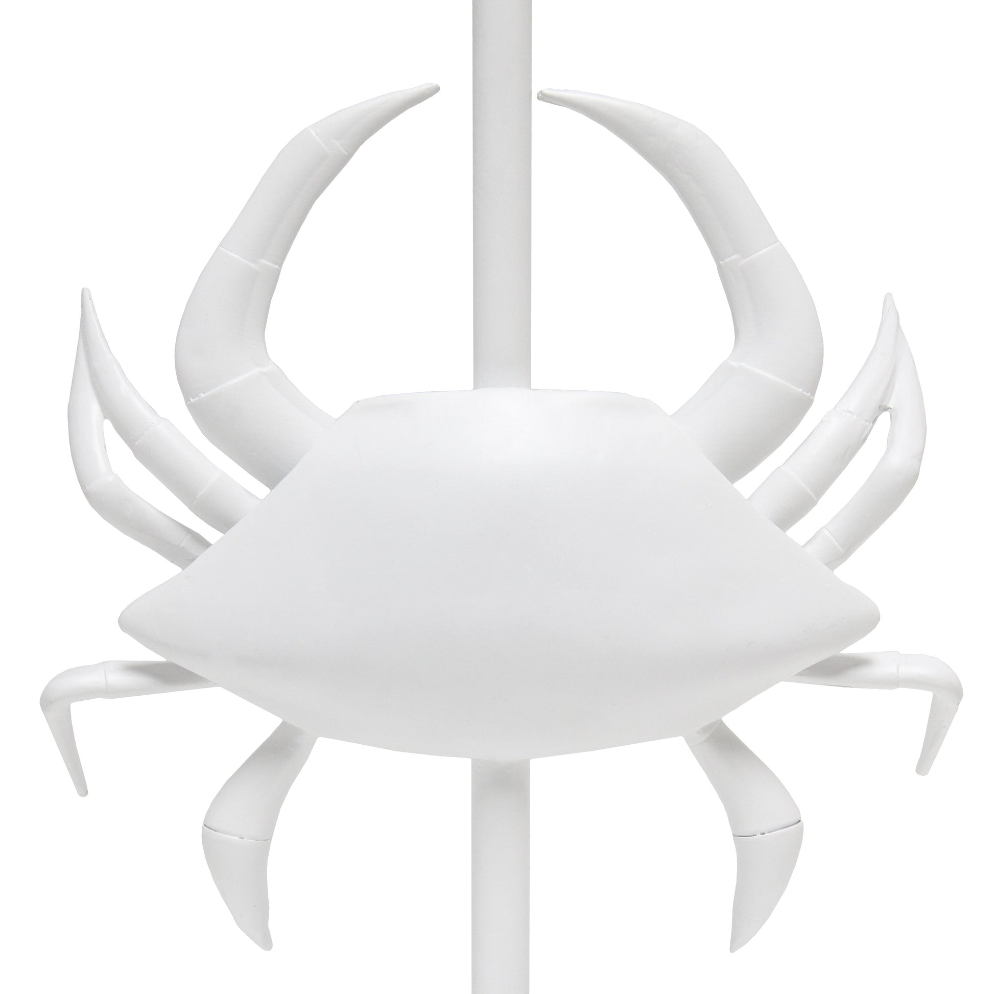 All The Rages Simple Designs Shoreside 18" Tall Coastal White & Polyresin Pinching Crab Shaped Bedside Table Lamp With Light Beige Fabric Drum Shade