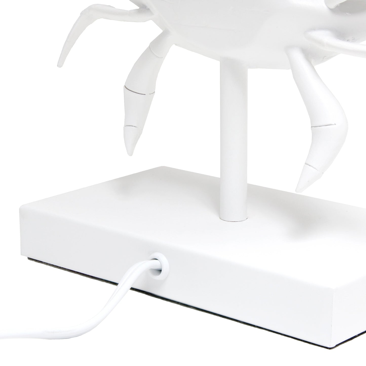 All The Rages Simple Designs Shoreside 18" Tall Coastal White & Polyresin Pinching Crab Shaped Bedside Table Lamp With Light Beige Fabric Drum Shade