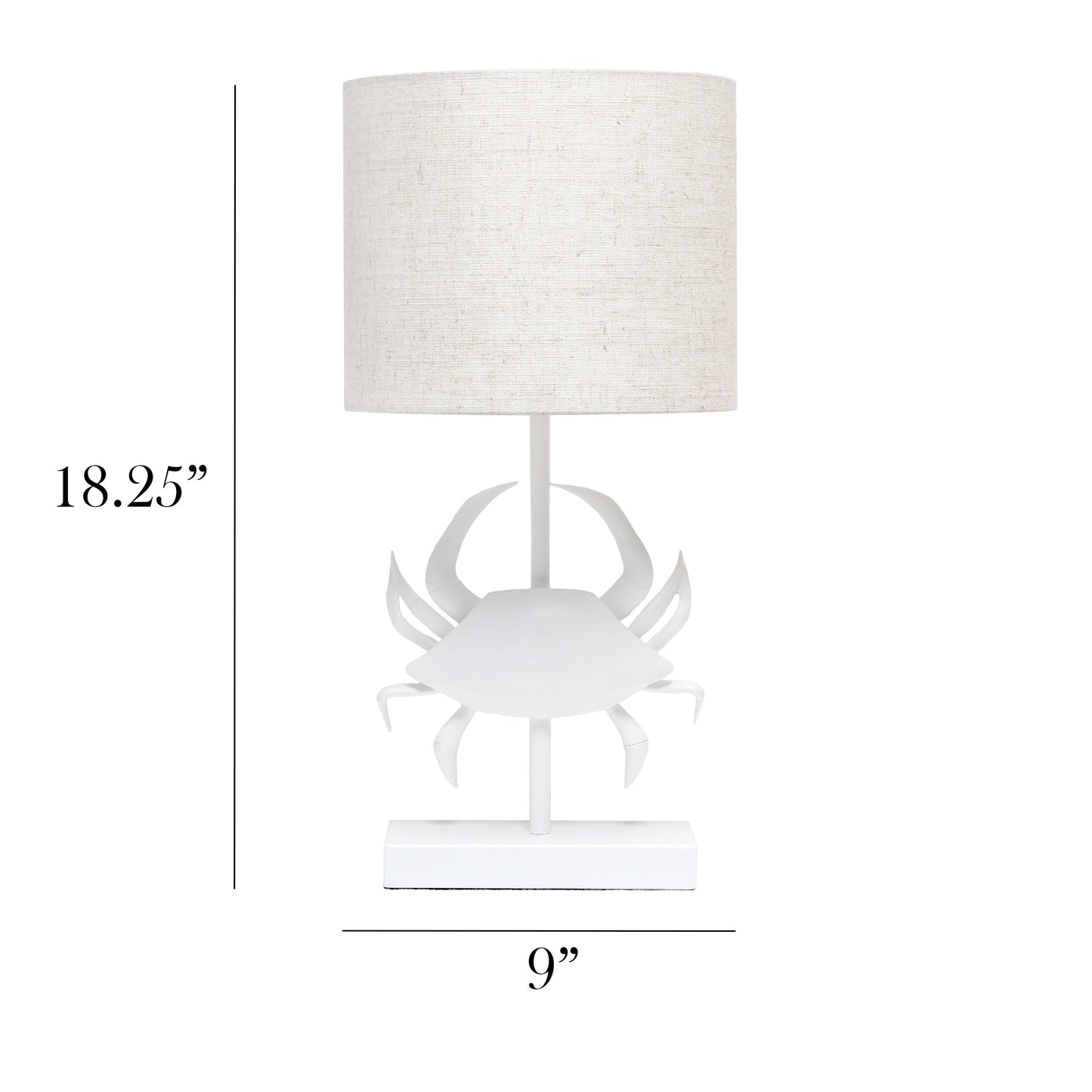 All The Rages Simple Designs Shoreside 18" Tall Coastal White & Polyresin Pinching Crab Shaped Bedside Table Lamp With Light Beige Fabric Drum Shade