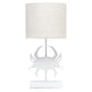 All The Rages Simple Designs Shoreside 18" Tall Coastal White & Polyresin Pinching Crab Shaped Bedside Table Lamp With Light Beige Fabric Drum Shade