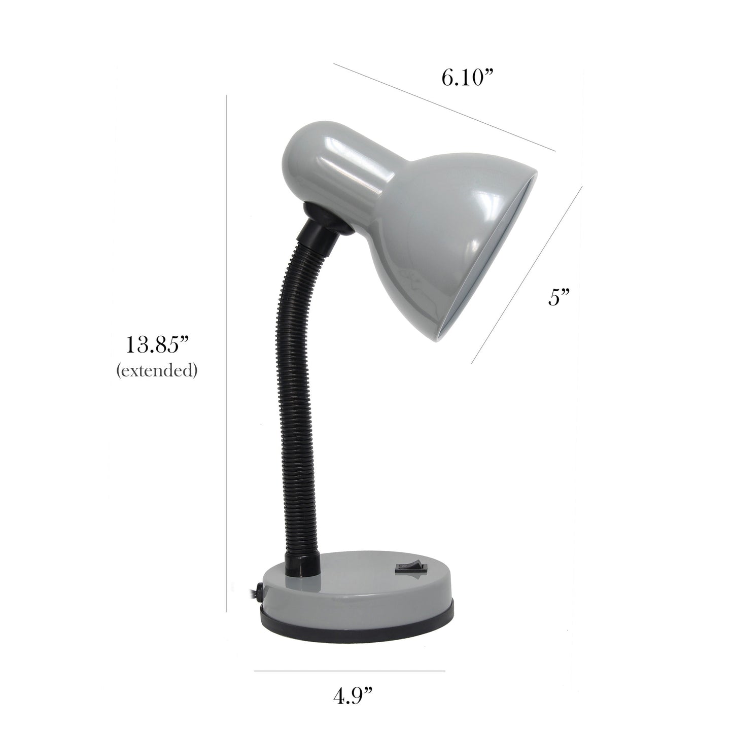 All The Rages Simple Designs Silver Basic Metal Desk Lamp With Flexible Hose Neck