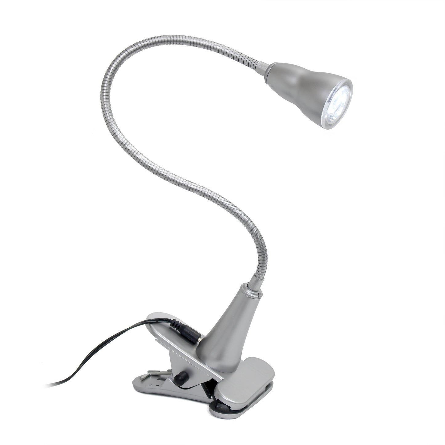 All The Rages Simple Designs Silver LED Gooseneck Clip Light Desk Lamp