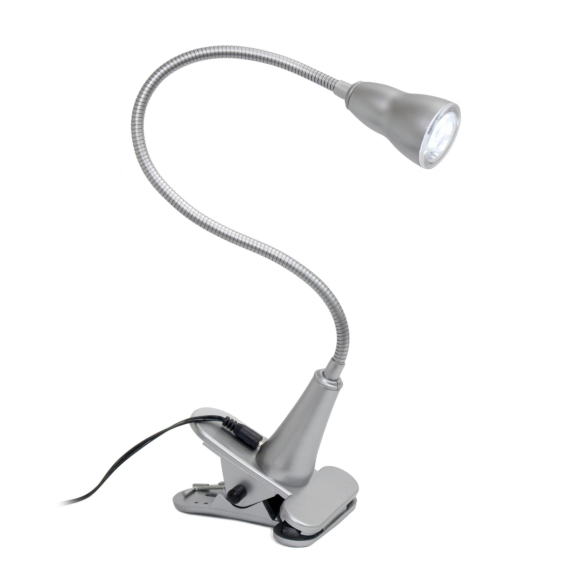All The Rages Simple Designs Silver LED Gooseneck Clip Light Desk Lamp