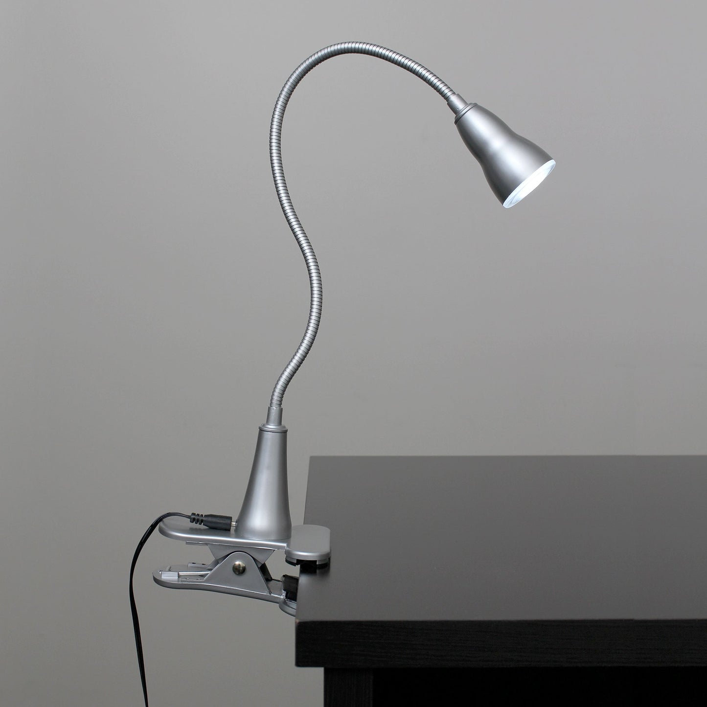 All The Rages Simple Designs Silver LED Gooseneck Clip Light Desk Lamp