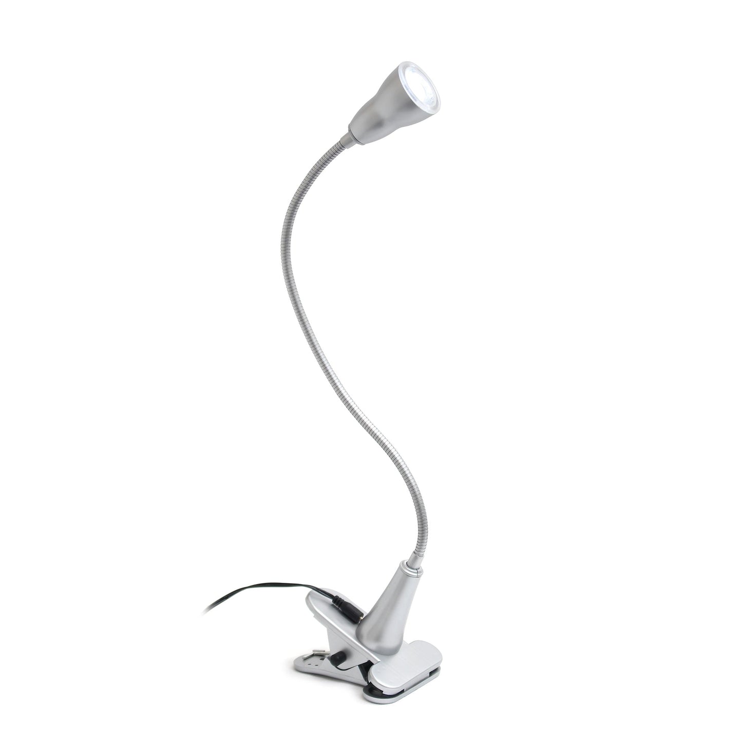 All The Rages Simple Designs Silver LED Gooseneck Clip Light Desk Lamp