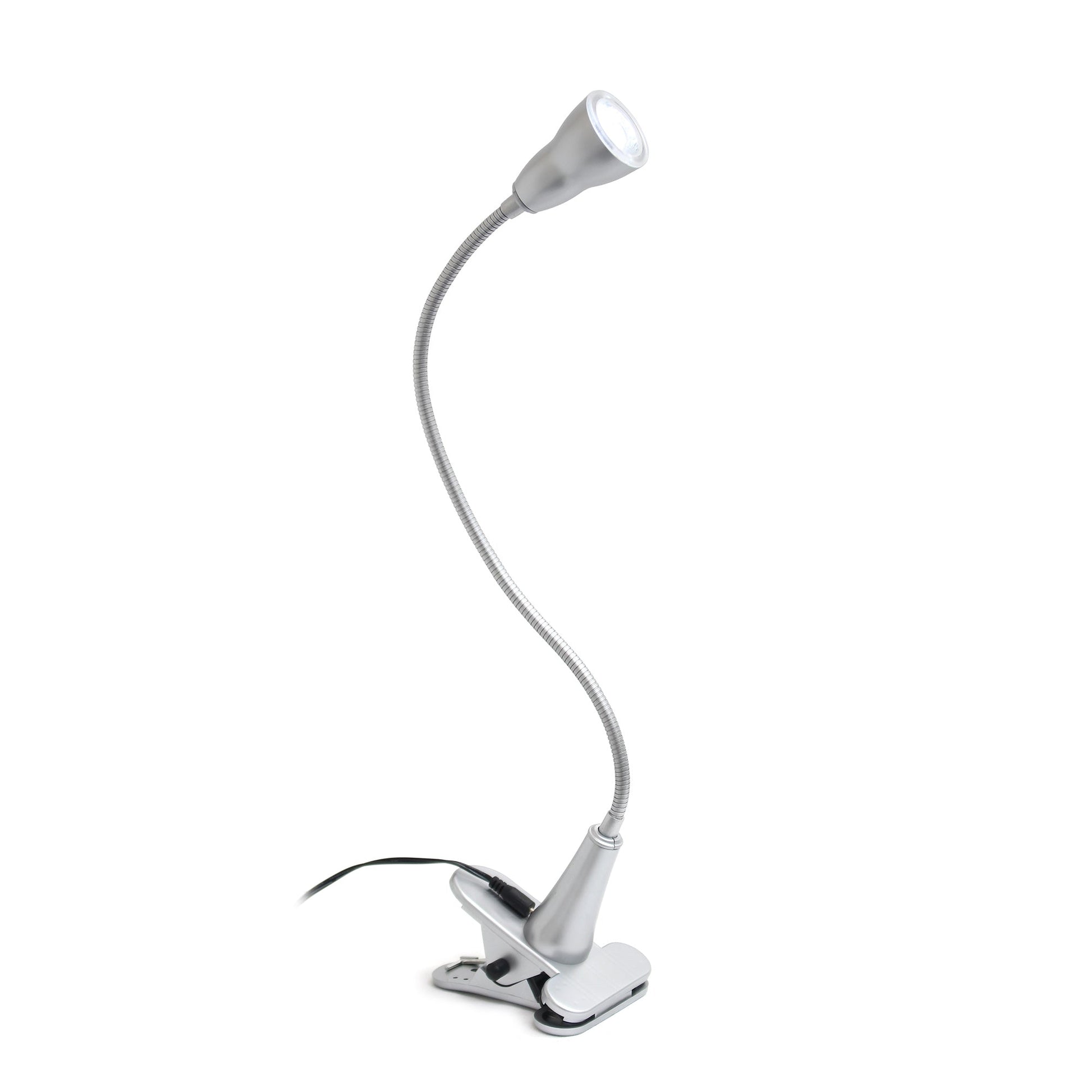 All The Rages Simple Designs Silver LED Gooseneck Clip Light Desk Lamp