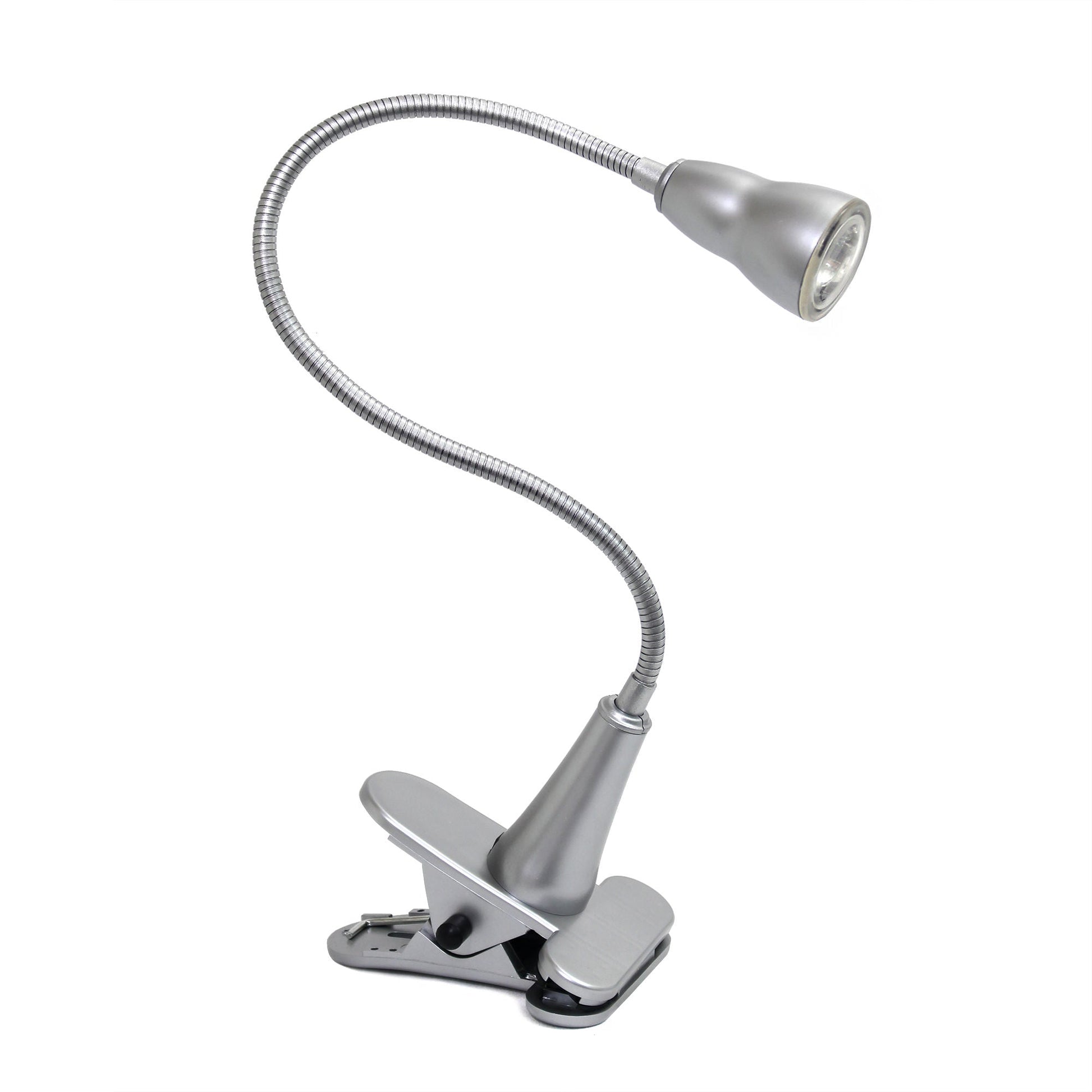 All The Rages Simple Designs Silver LED Gooseneck Clip Light Desk Lamp