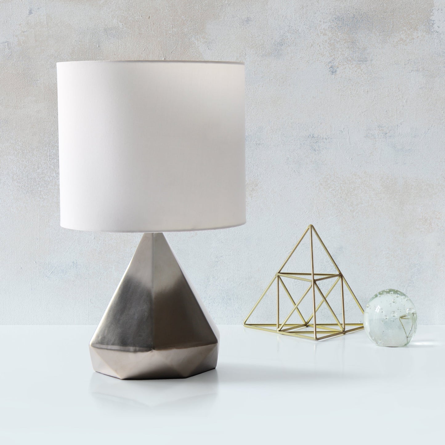 All The Rages Simple Designs Silver Pyramid Table Lamp